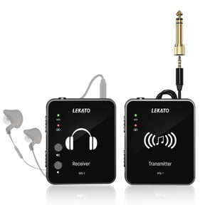 LEKATO MS-1 Wireless in-Ear Monitor System 2.4G Stereo Wireless IEM System with Transmitter Beltpack Receiver Automatic Pairing for Studio Band Rehearsal Live Performance