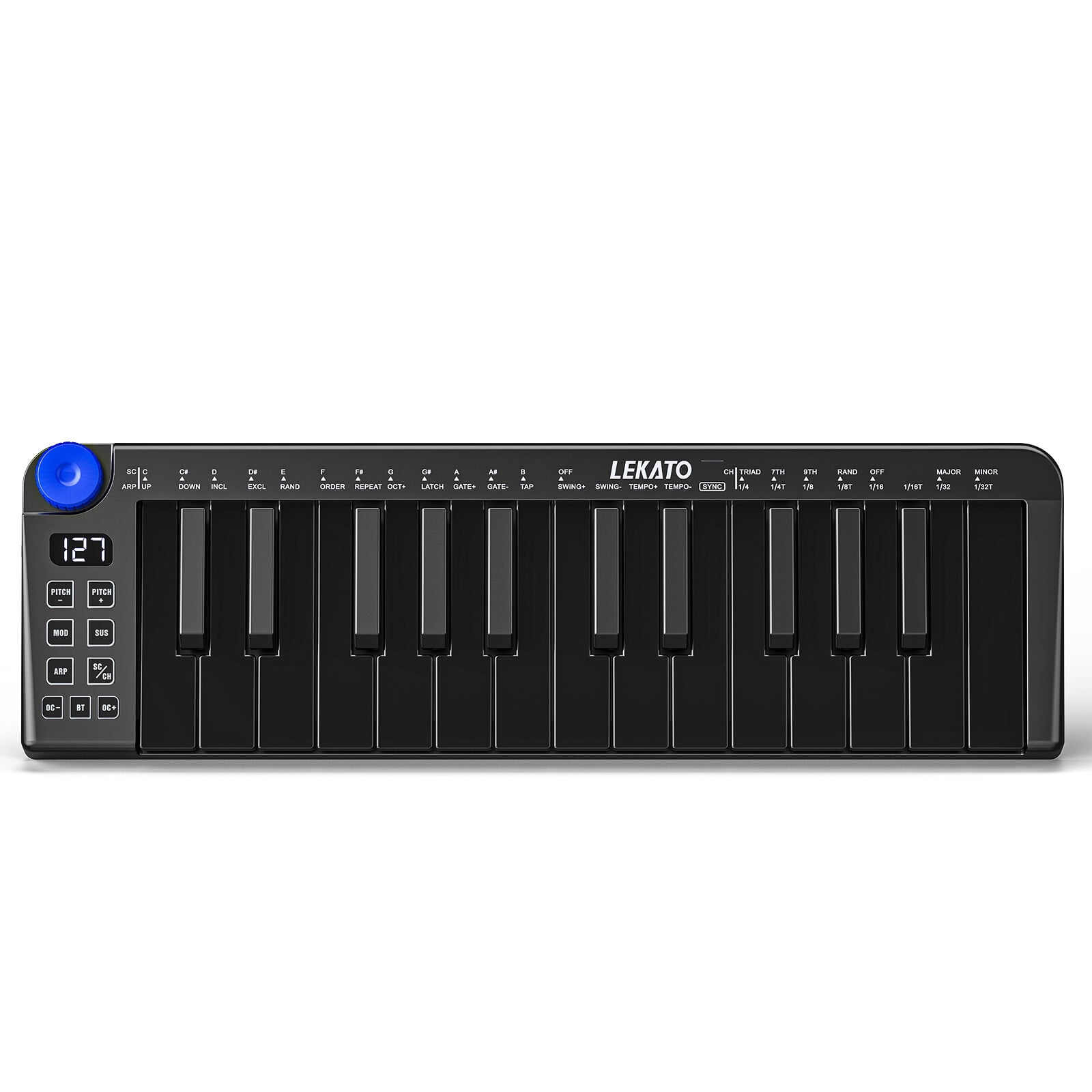LEKATO Mini MIDI Keyboard 25 Key Bluetooth MIDI Controller 360 Knob Rechargeable