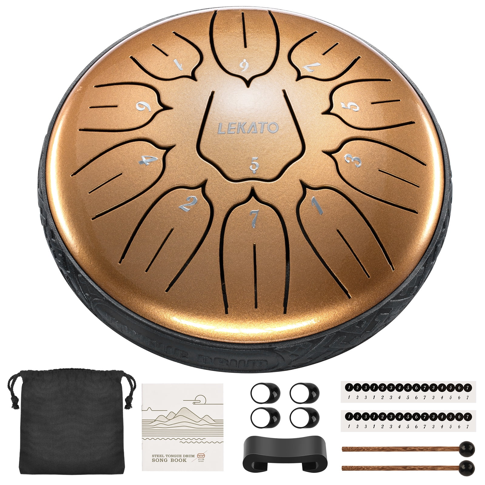LEKATO Steel Tongue Drum 6 Inch 11 Notes D Major Beginner Handpan Drum Percussion for Meditation Yoga Musical Education Christmas New Year's Gift for Families/Friends/Lovers