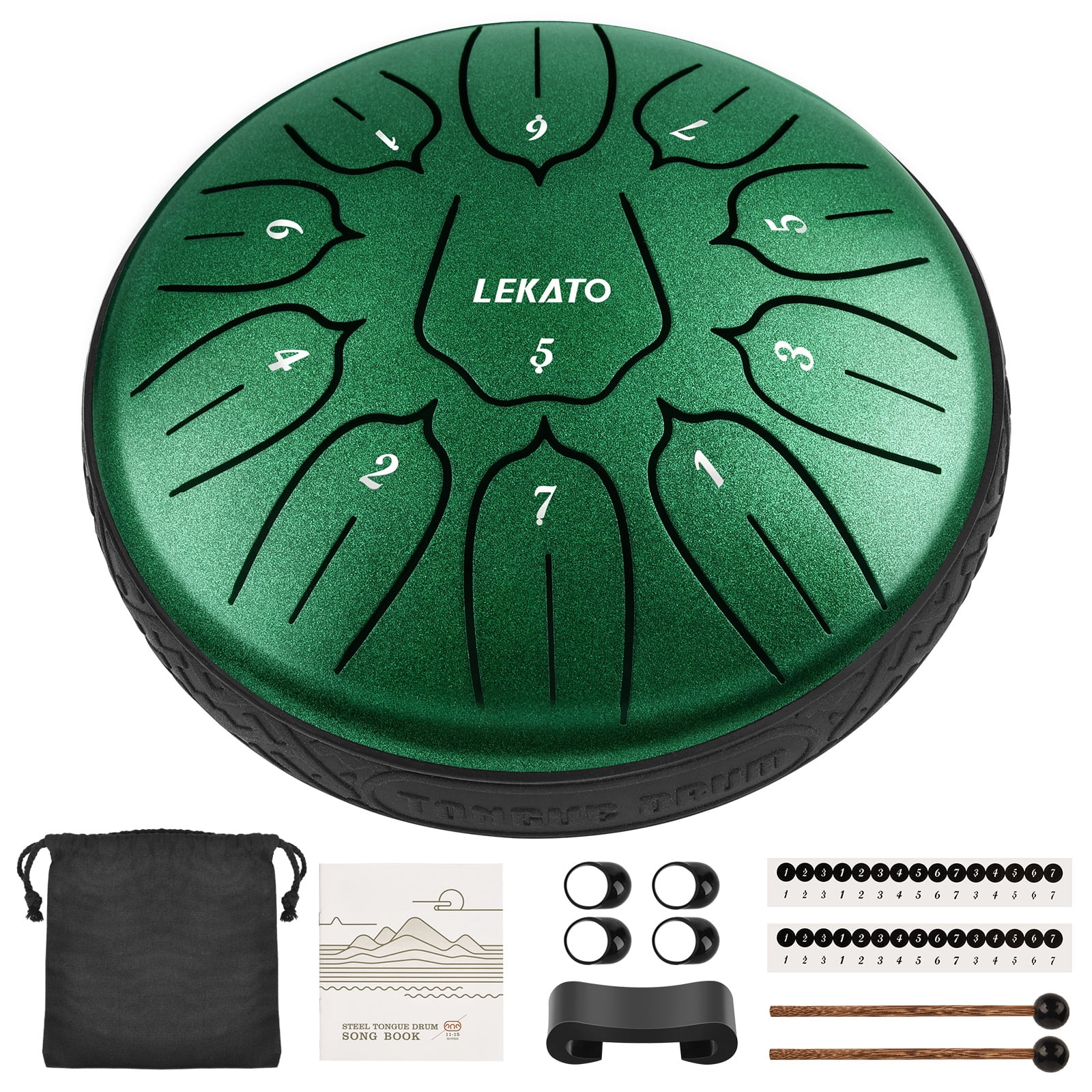 LEKATO  Steel Tongue Drum 6 Inch 11 Notes D Major Beginner Handpan Drum Percussion for Meditation Yoga Musical Education Christmas New Year's Gift for Families/Friends/Lovers