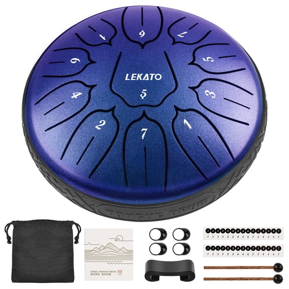 LEKATO Steel Tongue Drum 6 Inch 11 Notes D Major Beginner Handpan Drum Percussion for Meditation Yoga Musical Education Christmas New Year's Gift for Families/Friends/Lovers