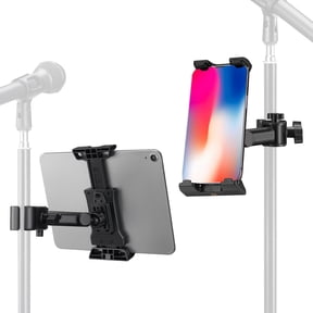 LEKATO Tablet Holder for Mic Stand Adjustable Microphone Music Stand Phone Holder Mount Compatible with iPad iPhone All 4.7-13.5 Inches Tablets & Smartphones