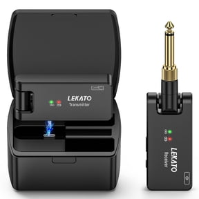 LEKATO WS-100 2.4GHz Wireless Guitar System W/ Charging Box, Rechargeable Wireless Guitar Transmitter Receiver, 4 Channels, 30m Range, 190° Rotatable Portable Electronic