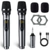 LEKATO Wireless Microphone Singing Rechargeable Microphone with Receiver 2.4GHz Dual Metal Dynamic Wireless Microphone Plug and Play for Karaoke Singing Speech Wedding Church PA System Speaker