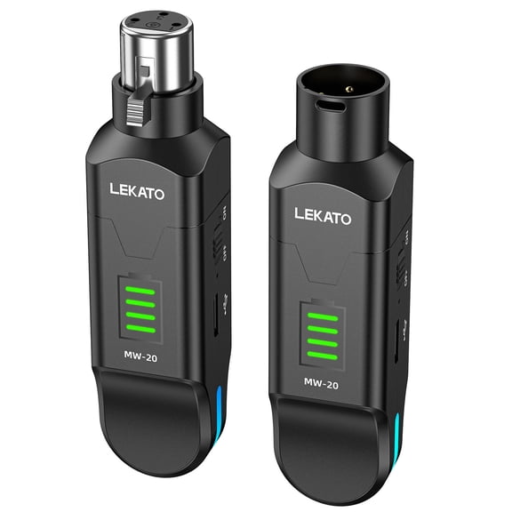 LEKATO Wireless XLR Transmitter Receiver MW-20 48V Phantom Power for Condenser Mic 2.4GHz Wireless Microphone System High-Resolution for Dynamic Mic PA System Audio Mixer