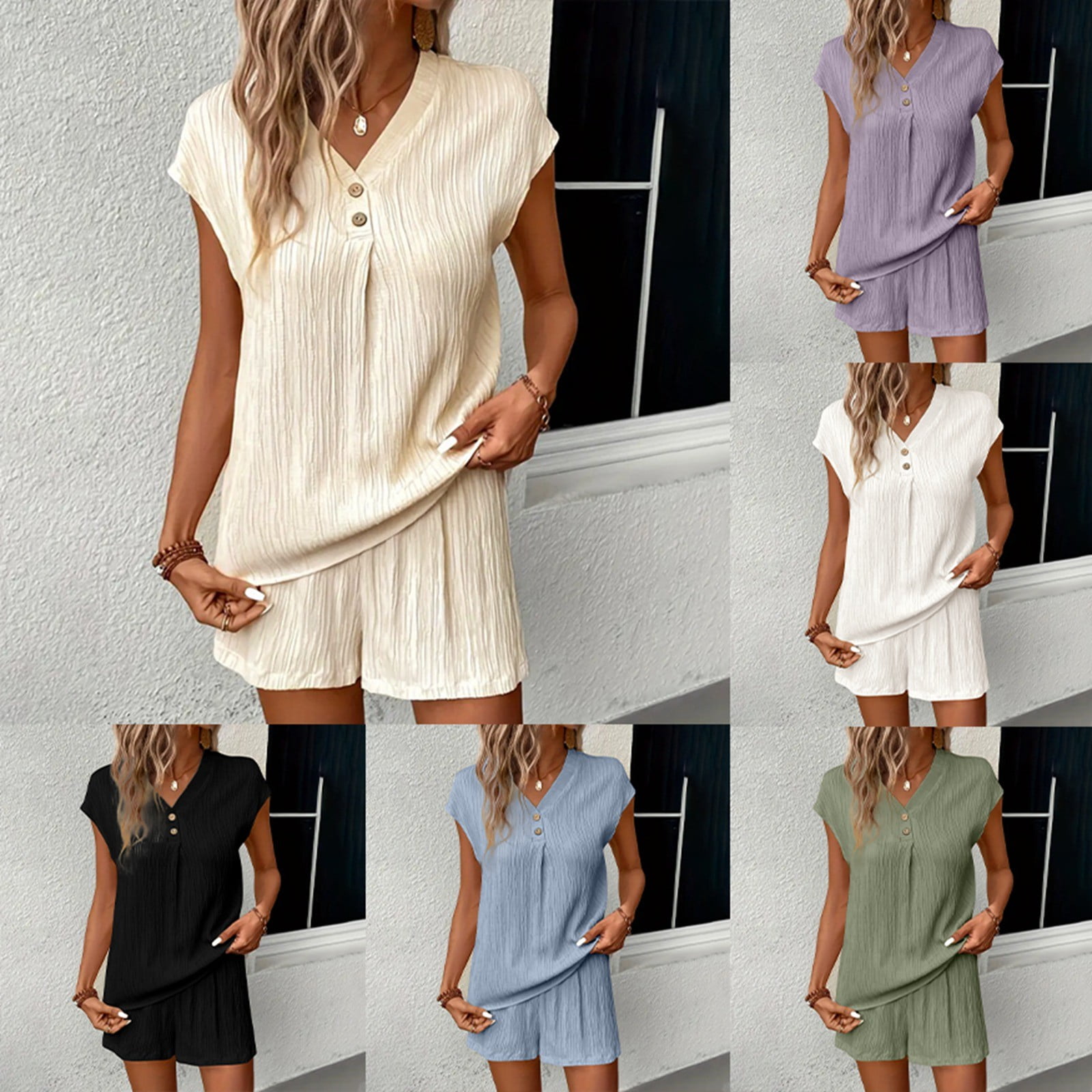 NENONA Women's Summer Sleeveless Sweater Sets Casual Knit Tunic Tops And Shorts 2 Piece Outfits
