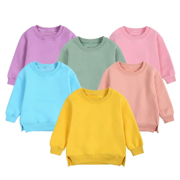 LEKDFST Baby Girl Casual Long Sleeve Sweatshirt Crew Neck Cute Pullover Relaxed Fit Tops Purple 6-9 Months