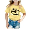 thumbnail image 1 of LEKDFST Back to School Girls T-Shirts Short Sleeve Graphic Tees Cotton Casual Summer Tops Shirts Yellow 160, 1 of 4