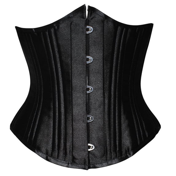 LEKDFST Black Corset Tops for Women Spiral Steel Boned Satin Underbust Waist Training Brocade Corset M
