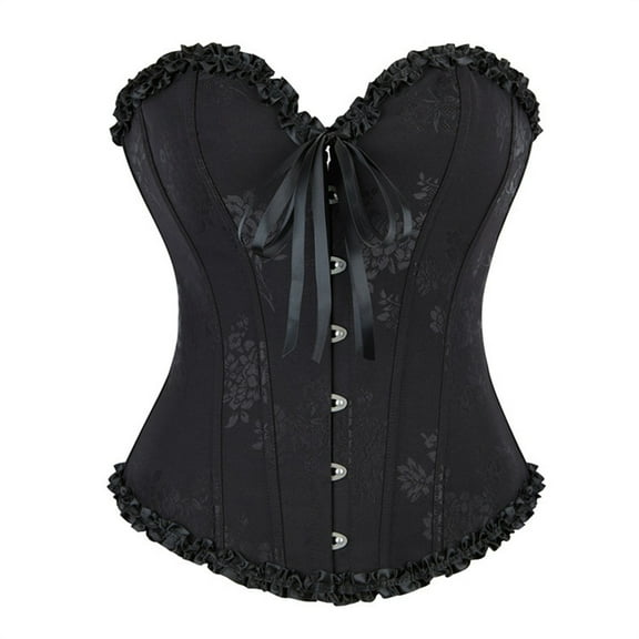 LEKDFST Black Overbust Lace Corset Tops for Women Bodyshaper Sexy Corset Top Push Up Bustier Waist Trainer Bustier Top XL