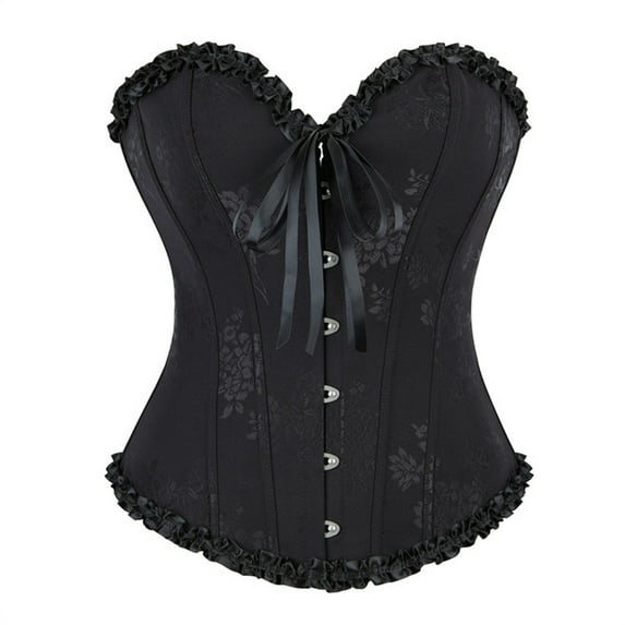 LEKDFST Black Overbust Lace Corset Tops for Women Bodyshaper Sexy Corset Top Push Up Bustier Waist Trainer Bustier Top XXL