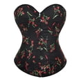 thumbnail image 1 of LEKDFST Black Womens Overbust Corset Top Black Floral Embroidered Sexy Waist Waist Beauty Court Top Renaissance Corset Bodyshaper XS, 1 of 6