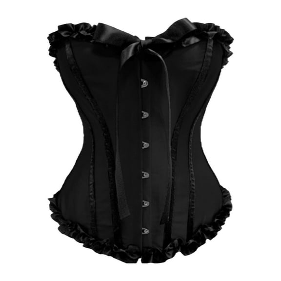 LEKDFST Black Womens Overbust Corset Top For Waist Training Lace up Bustier Lingerie Bodyshaper Tops L