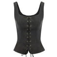 thumbnail image 1 of LEKDFST Black Womens Overbust Corset Top Vintage Vest Court Belted Vest Halloween for Women Renaissance Corset Bodyshaper Top M, 1 of 6