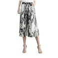 thumbnail image 1 of LEKDFST Capris Pants For Women Dressy Printed Elastic Waist Wide Leg High Waisted Knee Length Culottes Womens Trousers Lightweight Pants Grey M, 1 of 4