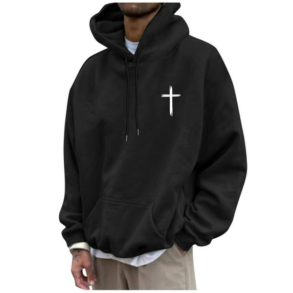 LEKDFST Christian Hoodies for Men Inspirational God Sweatshirts Faith Jesus Hoodie Vintage Bible Verse Graphic Pullover Black S