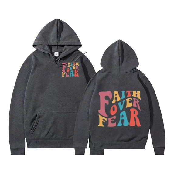 LEKDFST Faith Over Fear Christian Hoodies for Women Jesus Bible Verse Oversized Sweatshirt You Are Loved By God Inspirational Pullover Tops GY1 M