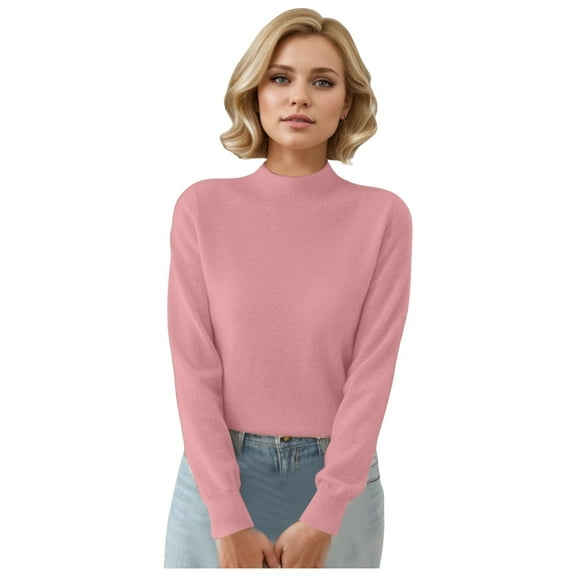 LEKDFST Fall Sweaters for Women 2025 Casual Crewneck Long Sleeve Lightweight Knit Pullover Sweater Tops Pink XXXL