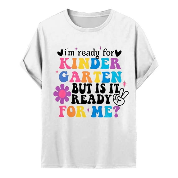 LEKDFST First Day Of Kindergarten Shirt for Boys Girls Back To School Graphic Tees Unisex Kids Kindergarten Tops White 12-24 Months