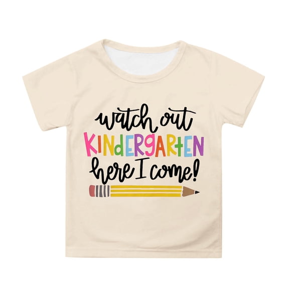 LEKDFST First Day of School Graphic Tees for Girls Boys Pre Kindergarten 1st 2nd 3rd Grade Back to School T-Shirts Unisex Kids Short Sleeve Shirts Beige 3-4 Years