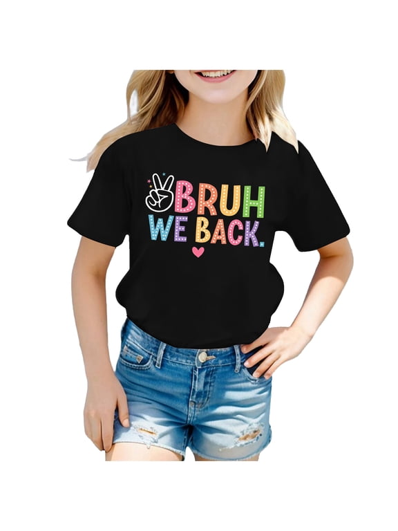 First Day of School Graphic Tees for Girls Boys Kindergarten 1st 2nd Grade Back to School T-Shirts Kids Cute Preschool Shirts Black 3-4 Years