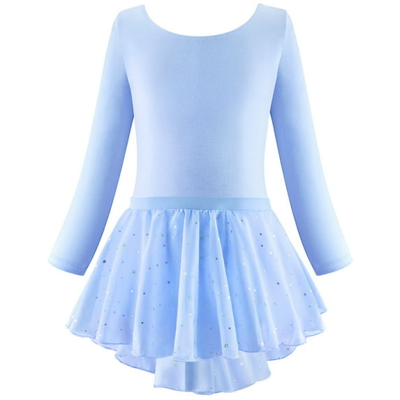 LEKDFST Girls Ballet Leotards Toddler Long Sleeve Crisscross Back Dance Dress Tutu Outfit Ballerina with Removable Shiny Glitter Skirt