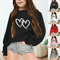 thumbnail image 1 of LEKDFST Girls Sweatshirt Heart Print Crew Neck Long Sleeve Pullover Kids Fall Graphic Hoodies Pink 11-12 Years, 1 of 7