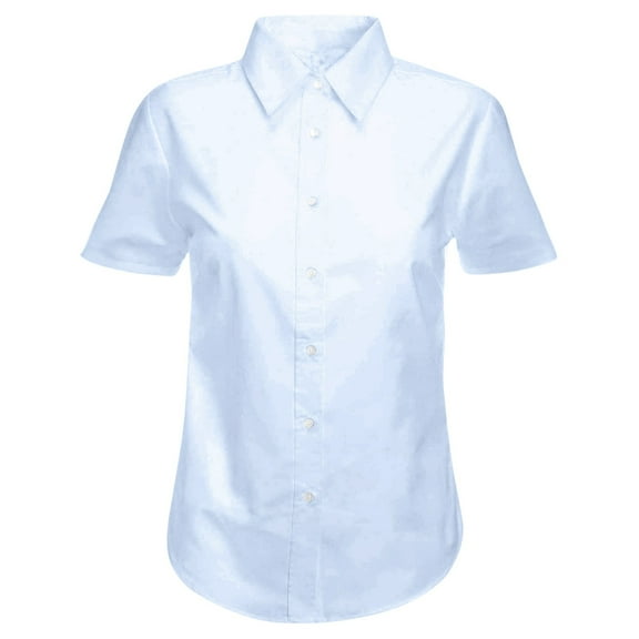 LEKDFST Girls White Dress Shirt Short Sleeve School Uniform Blouse Formal Button Down Top for Big Kids Back To School Outfits for Girls Blue 12 Years