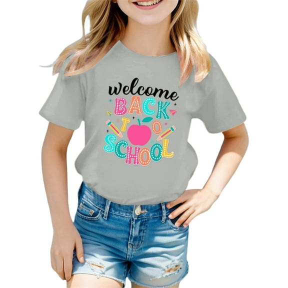LEKDFST Happy First Day of School Shirts for Boys Girls Pre Kindergarten 1st 2nd 3rd Grade Back to School T-Shirt Unisex Kids Tee Top Light Gray 9-10 Years