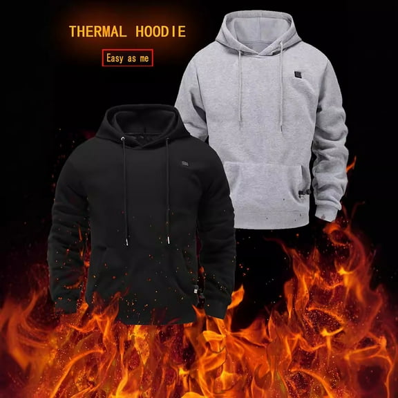LEKDFST Heated Hoodies for Men 5 Heat Zones Lightweight USB Electric Heating Sweatshirt Warm Outdoor Winter Jacket No Battery Black L