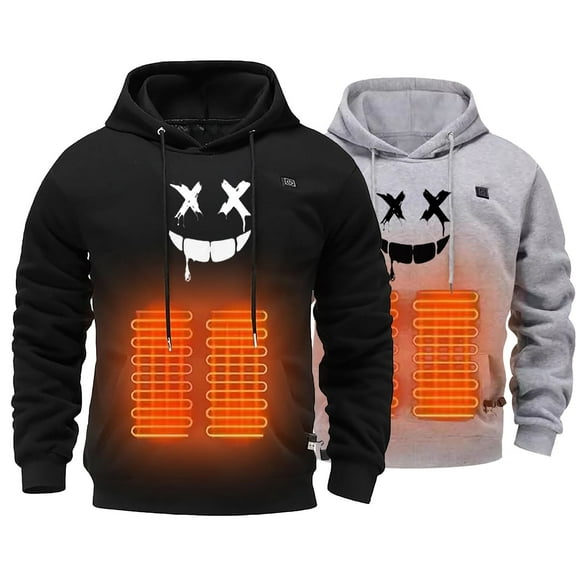LEKDFST Heated Hoodies for Men Graphic Lightweight USB Electric 5 Heating Zones Heated Jacket Heating Sweatshirt Battery Not Included Black L