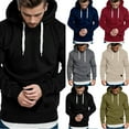 thumbnail image 1 of LEKDFST Hoodies for Men Casual Solid Hooded Sweatshirt Long Sleeve Drawstring Pullover Tops with Pockets Army Green L, 1 of 5