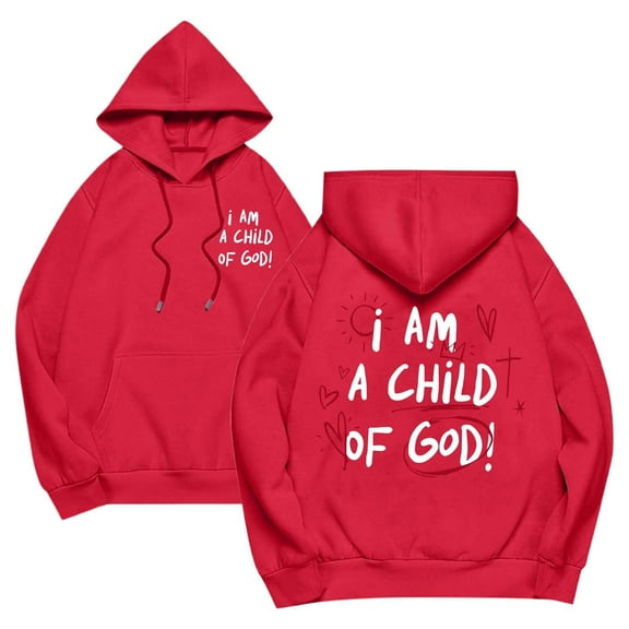 LEKDFST I Am A Child Of God Jesus Hoodies For Women Trendy Pullover Drawstring Letter Christian Sweatshirt Bible Verse Religious Tops With Pockets Purple XXXXXL