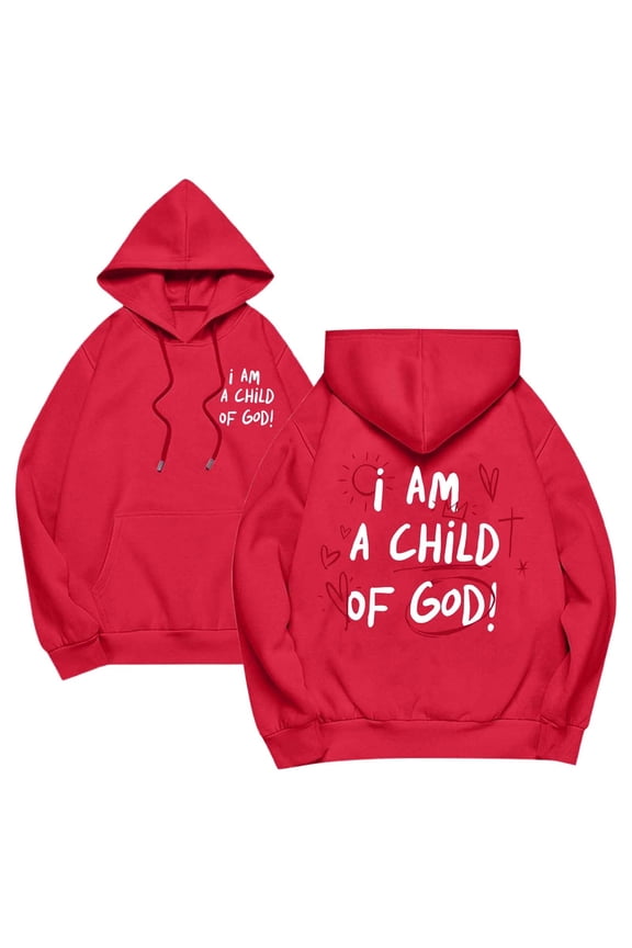I Am A Child Of God Jesus Hoodies For Women Trendy Pullover Drawstring Letter Christian Sweatshirt Bible Verse Religious Tops With Pockets RD2 XS