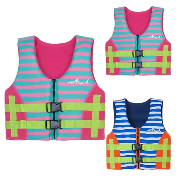 LEKDFST Kids Swim Vest Boys Girls Learn To Swim Toddler Life Jacket Swimming Aid for Pool Beach Float Jacket 5-6 Years Blue