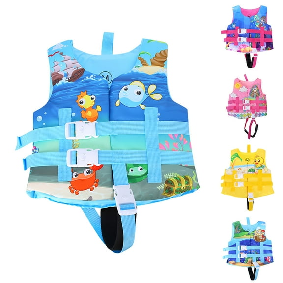 LEKDFST Kids Swim Vest Floaties with Adjustable Safety Strap Swimming Aids Child Float Swimsuit for Boys Girls 1-2 Years Blue