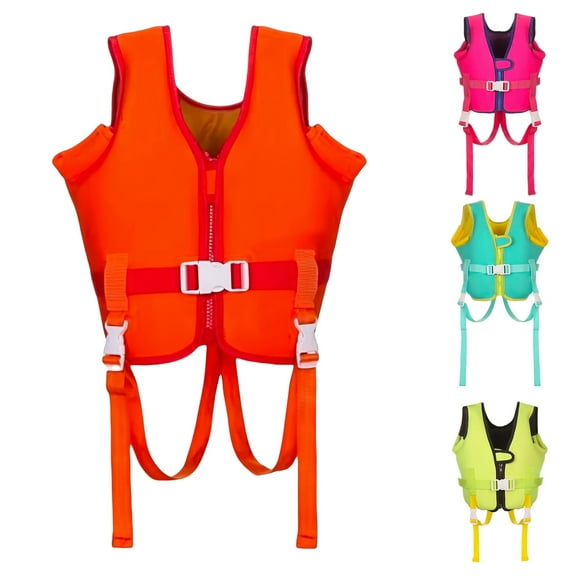 LEKDFST Kids Swim Vest, Toddlers Float Jacket for Girls Boys Buoyancy Swimsuit with Dual Adjustable Safety Straps for Pool Beach Boating 5-6 Years Hot Pink