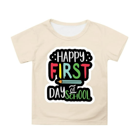 LEKDFST Kindergarten Graphic Tees for Kids Girls Boys Back to School T-Shirts Watch Out Kindergarten Here I Come Graphic Tops Beige 3-4 Years