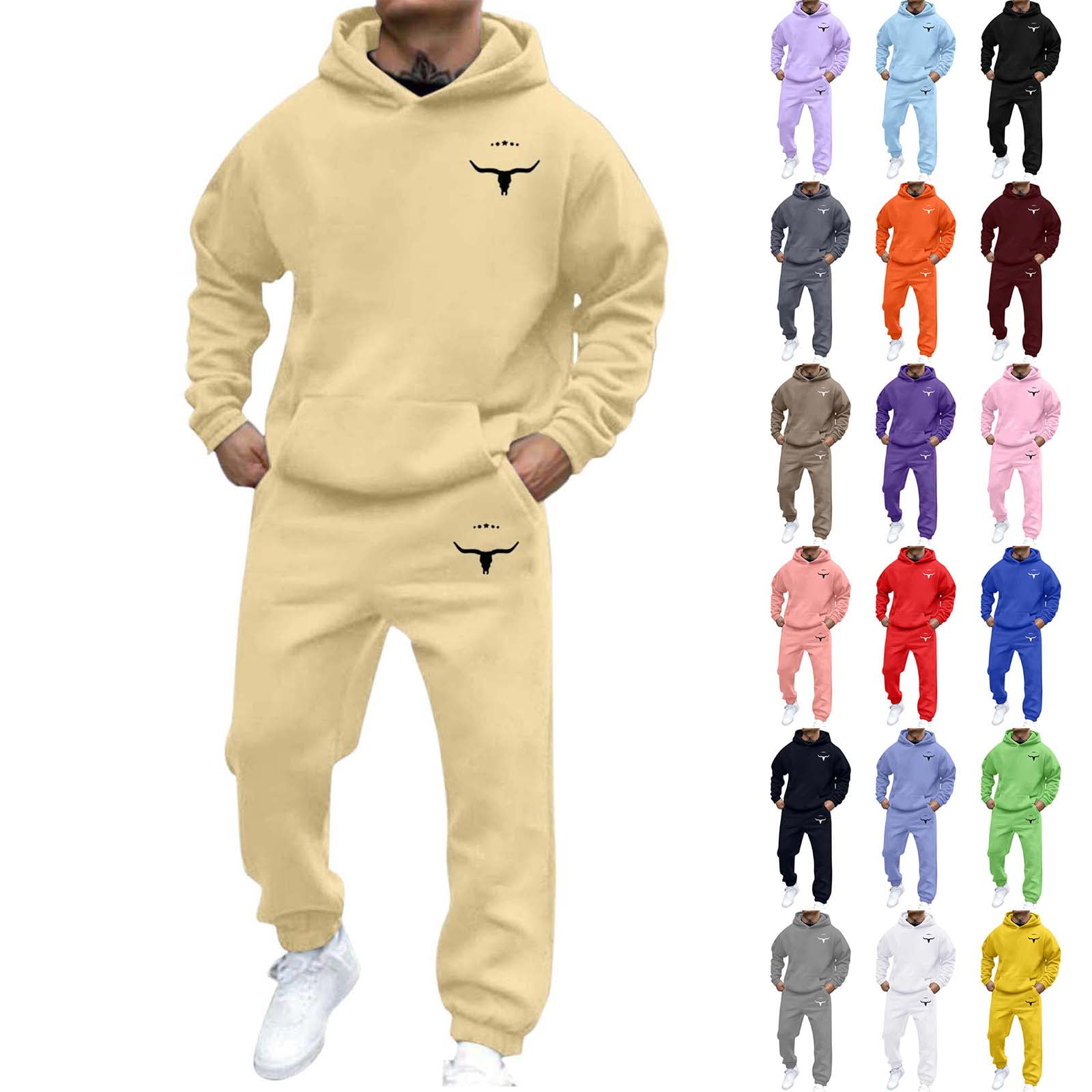 LEKDFST Men's 2 Piece Outfits Hoodie Sweatshirt Tracksuit Joggers ...