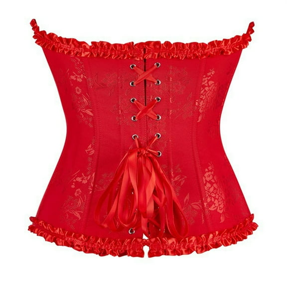 LEKDFST Red Overbust Lace Corset Tops for Women Bodyshaper Sexy Corset Top Push Up Bustier Waist Trainer Bustier Top XXL