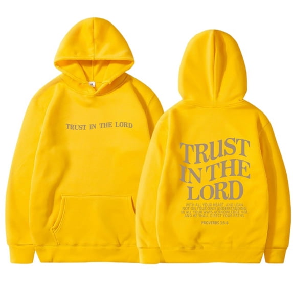LEKDFST Trust In the Lord Oversized Hoodies for Women Christian Jesus Inspirational Sweatshirts Religious Graphic Pullover Tops Yellow XXL