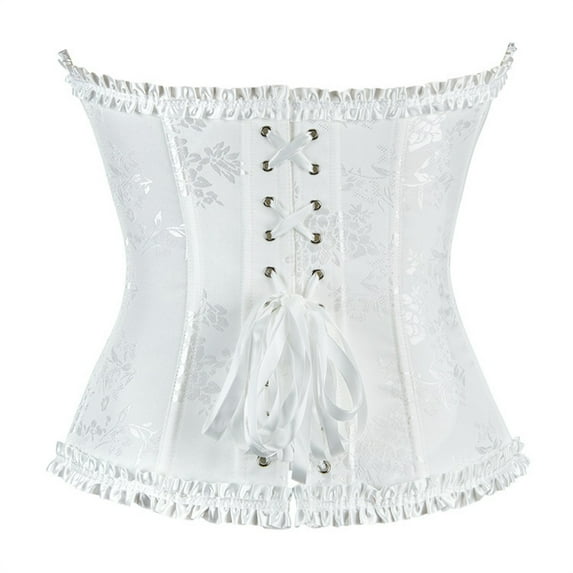 LEKDFST White Overbust Lace Corset Tops for Women Bodyshaper Sexy Corset Top Push Up Bustier Waist Trainer Bustier Top M