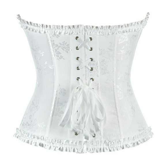 LEKDFST White Overbust Lace Corset Tops for Women Bodyshaper Sexy Corset Top Push Up Bustier Waist Trainer Bustier Top XL