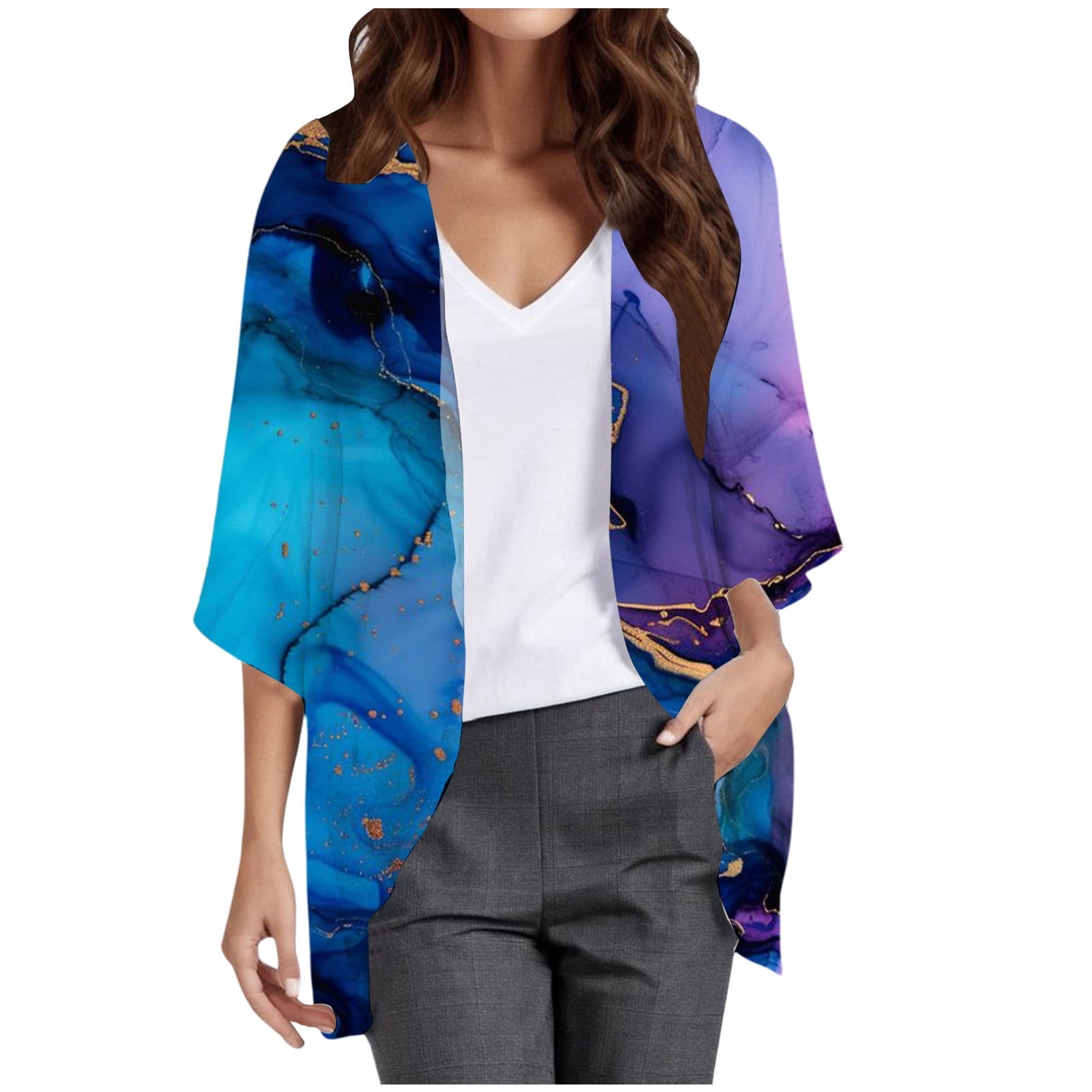 SHU-SHI Women's Floral Kimono Cardigan - Rayon Beach Cover Up Open Front One Size