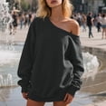 thumbnail image 1 of LEKDFST Women Off the Shoulder Sweatshirt Oversized Trendy Fall Tops Y2k Comfy Long Sleeve Pullover Dark Gray M, 1 of 6