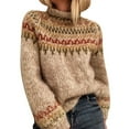 thumbnail image 1 of LEKDFST Womens Fair Isle Fall Sweaters Long Sleeve Crew Neck Loose Casual Halloween Sweater Winter Pullover Knit Tops Beige S, 1 of 9