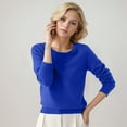 thumbnail image 1 of LEKDFST Womens Fall Sweaters Casual Soft Knit Basic Pullover Sweater Lightweight Crewneck Long Sleeve Jumper Tops Blue XL, 1 of 5