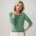 thumbnail image 1 of LEKDFST Womens Fall Sweaters Casual Soft Knit Basic Pullover Sweater Lightweight Crewneck Long Sleeve Jumper Tops Light Green XXXL, 1 of 5