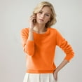 thumbnail image 1 of LEKDFST Womens Fall Sweaters Casual Soft Knit Basic Pullover Sweater Lightweight Crewneck Long Sleeve Jumper Tops Orange XXXL, 1 of 5