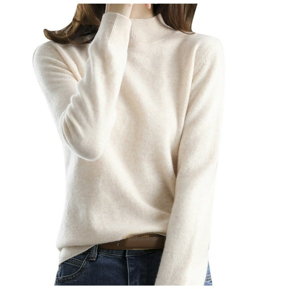 LEKDFST Womens Oversized Turtleneck Sweaters Fall Batwing Sleeve Tunic Pullover Sweater Long Sleeve Neck Knit Tops Beige M